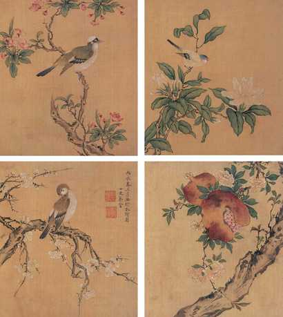 蔡含 丙辰（1676年）作 花鸟 册页